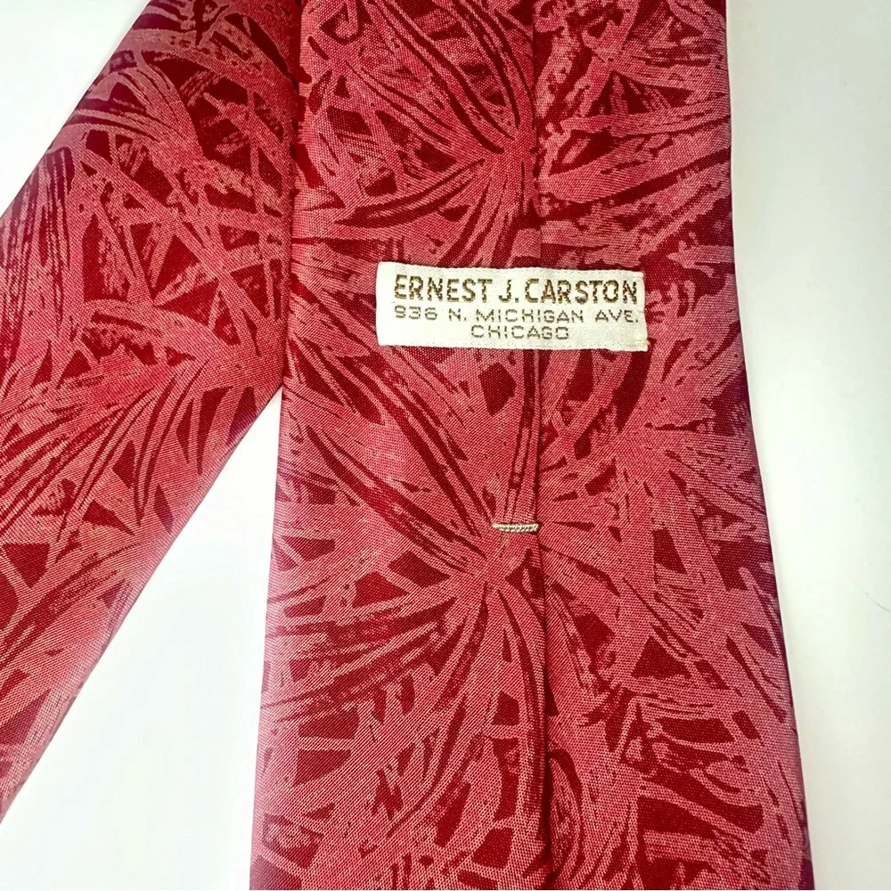 Vintage Ernest J. Carston Floral Pink Classic Silk Tie, Chicago